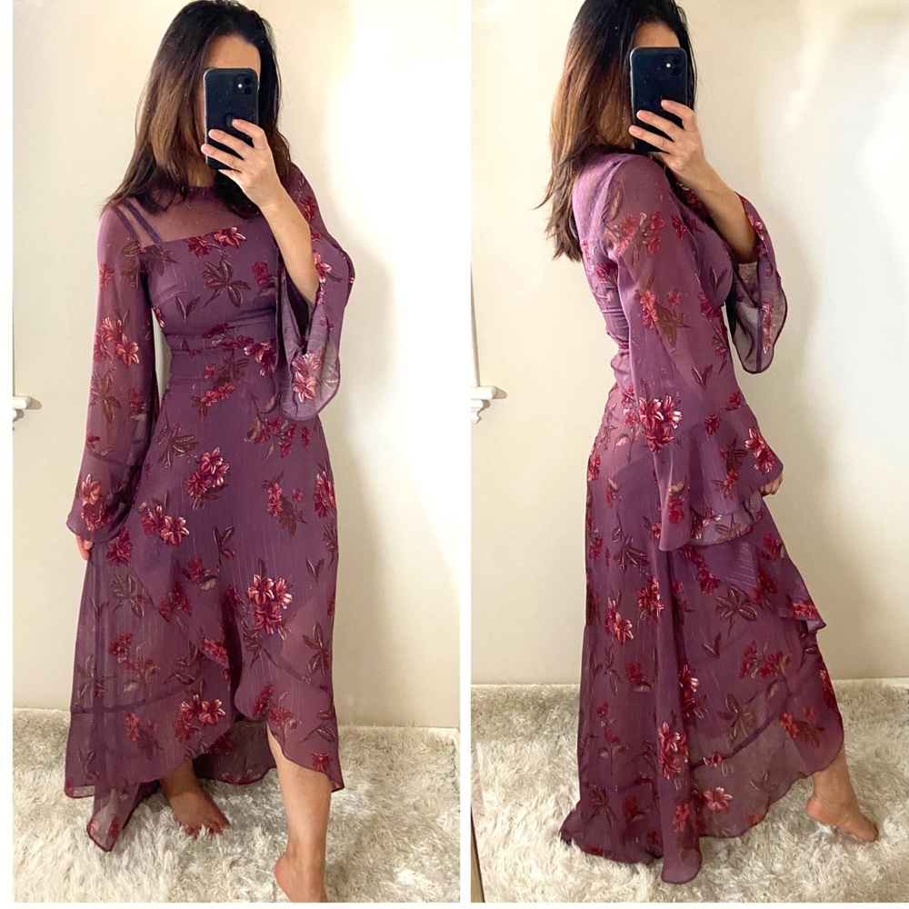 Jolt boho floral bell sleeves dress